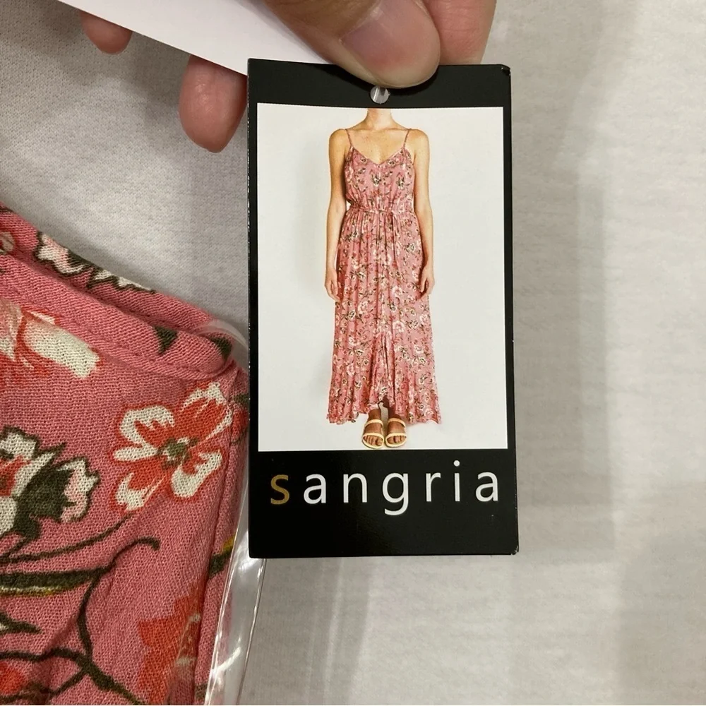 New Sangria‎ Mauve Pink Floral Ruffle High Low Maxi Dress size XXL